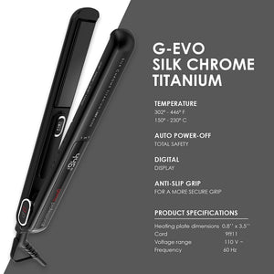 GAMA G-EVO Silk Chrome Titanium 4/5 Inch Flat Iron