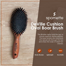 Load image into Gallery viewer, Spornette DeVille Cushion Oval Boar Bristle Hair Brushes
