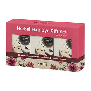 Daeng Gi Meo Ri Medicinal Herb Hair Color Gift Set - For Gray Hair Coverage [PPD & Ammonia FREE] Made in Korea