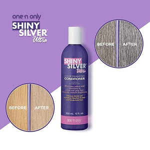 One 'n Only Shiny Silver Ultra Color-Enhancing Conditioner, Restores Shiny Brightness to White, Grey, Bleached, Frosted, or Blonde-Tinted Hair, Protects Hair Color - 12 Fl. Oz