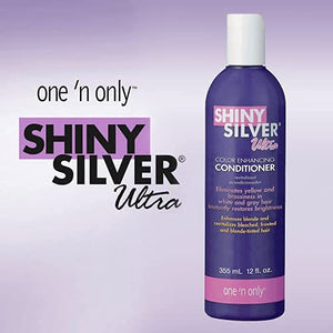 One 'n Only Shiny Silver Ultra Color-Enhancing Conditioner, Restores Shiny Brightness to White, Grey, Bleached, Frosted, or Blonde-Tinted Hair, Protects Hair Color - 12 Fl. Oz