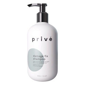 Privé Damage Fix Shampoo – Repair and Strengthen Damaged, Dull or Over Processed Hair from Within – Natural Ingredients – Vegan Cruelty-Free Color-Safe Shampoo (12 oz / 356 ml)