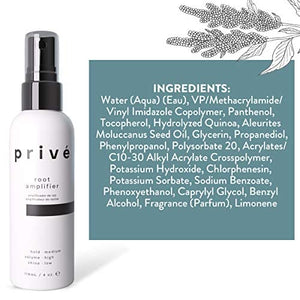 Privé Root Amplifier – Root Booster Spray for Hair/Volumizing Spray – Extreme Root Lifter, Weightless Volume & Fullness, and Soft Control (4 oz)