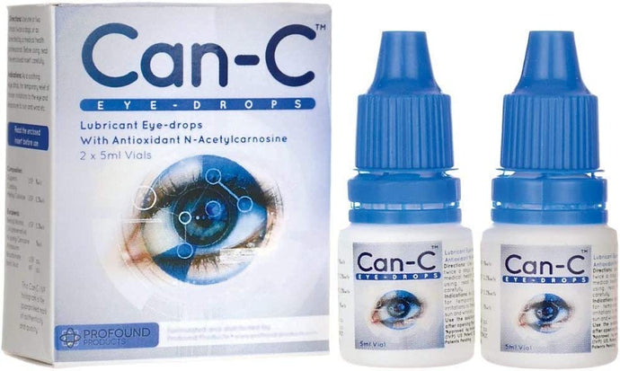 Can - C Eye Drops 5ml Vials (2 in 1 Pack), Eye Drop Bundled with Clear View Three Pack Pre-Moistened Lens Wipes Individually Wrapped