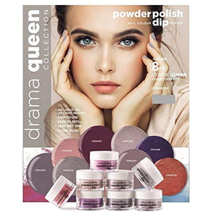 Cuccio Colour Powder Polish Nail Color Dip System - Fast, Easy And Odorless Application - Durable, Vibrant Color - Light And Natural Results - No Led/Uv Light Required - Drama Queen Collection - 8 Pc