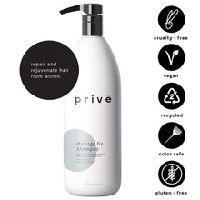 Load image into Gallery viewer, Privé Damage Fix Shampoo – Repair and Strengthen Damaged, Dull or Over Processed Hair from Within – Natural Ingredients – Vegan Cruelty-Free Color-Safe Shampoo (33.8oz)
