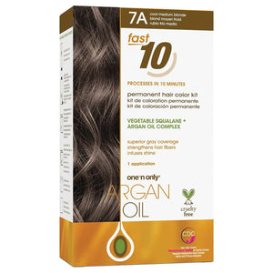One 'n Only Argan Oil Fast 10 Permanent Hair Color Kit, Gray Hair Coverage in 10 Minutes, Helps Maintain Natural Moisture Balance, Advanced Micro-Pigments for Natural Tones