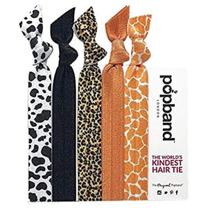 Popband Safari Print Elastic Hair Tie Bands 5 Pack