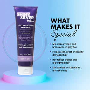 One 'n Only Shiny Silver Ultra Reconstructive Treatment, Helps Reconstruct and Repair Damaged Hair, Moisturizes and Provides Intense Shine, Revitalizes Blonde and Highlighted Hair, 8.5 Ounces