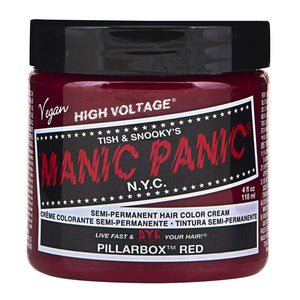 Manic Panic Pillarbox Red Hair Dye - Classic High Voltage - Semi Permanent Hair Color - Deep True Red Color - For Dark & Light Hair – Vegan, PPD & Ammonia-Free - For Coloring Hair on Women & Men