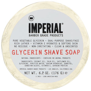 Imperial Barber Glycerin Soap Puck for Shave & Face Use, 6.2 oz