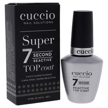 Load image into Gallery viewer, Cuccio Colour Super 7 Second Nail Top Coat - Super Quick Drying Formula - Creates A High Gloss Finish With Incredible Long-Lasting Durability - Formulated With Super Seal Technology - 0.43 Oz
