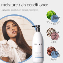 Load image into Gallery viewer, privé moisture rich conditioner nourishes dry hair/smoothes frizz/contains organic shea butter 1000ml / 33.8oz
