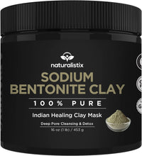 Load image into Gallery viewer, Naturalistix Sodium Bentonite Clay Mask (16 oz) - Indian Healing Clay - 100% Bentonite Clay Face Mask for Deep Pore Cleansing, Skin Detox, Acne, Eczema, Psoriasis, Rosacea, Dermatitis
