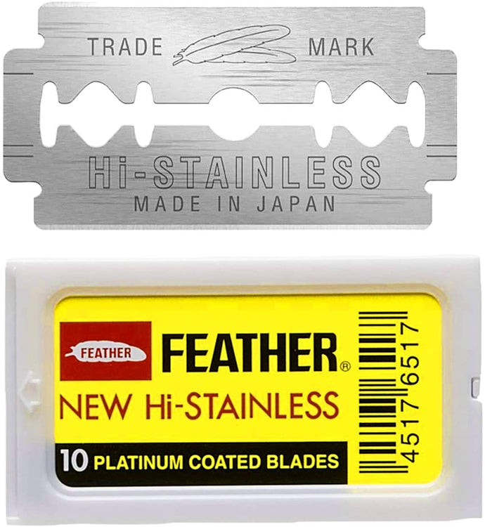 10 Feather Razor Blades New Hi-Stainless Double Edge