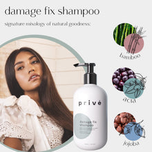 Load image into Gallery viewer, Privé Damage Fix Shampoo – Repair and Strengthen Damaged, Dull or Over Processed Hair from Within – Natural Ingredients – Vegan Cruelty-Free Color-Safe Shampoo (12 oz / 356 ml)
